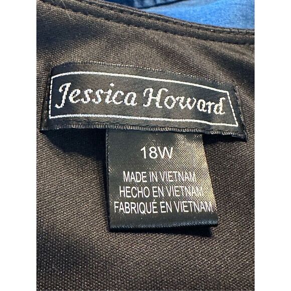 Jessica Howard size 18W black cold shoulder midi dress with jeweled neckline plu - Picture 7 of 7